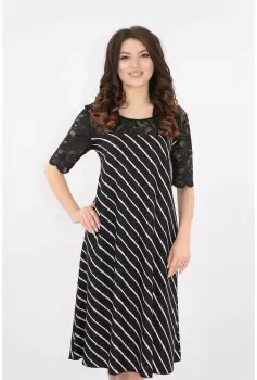 Rochie neagra cu dungi si dantela fina imagine