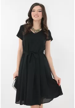 Rochie neagra de ocazie cu glitter discret imagine