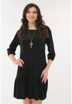 Rochie neagra din catifea cu volanas la tiv imagine