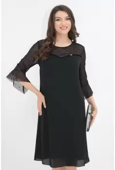 Rochie neagra din voal si tull cu buline din catifea imagine