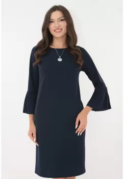 Rochie office bleumarin cu lantisor si volanase imagine