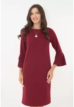 Rochie office bordo cu lantisor si volanase imagine