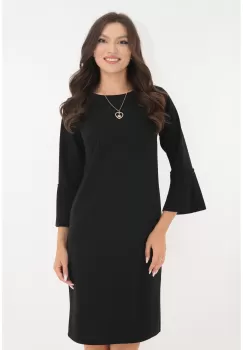 Rochie office neagra cu lantisor si volanase imagine