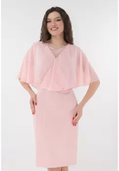 Rochie roz de ocazie cu bust din dantela si voal imagine