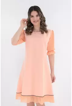 Rochie roz-piersica cu maneci din voal imagine