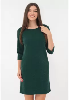 Rochie verde-smarald cu fir stralucitor discret imagine