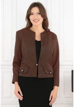 Sacou din stofa neagra cu buline orange imagine