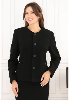 Sacou elegant din stofa bucle neagra imagine