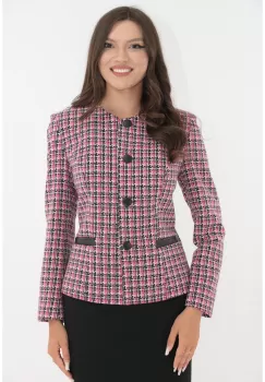 Sacou roz din stofa tweed cu lana imagine