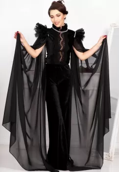 Bluza Ducesa neagra cu maneci tip trena pretioase Legendaria by Venezia imagine