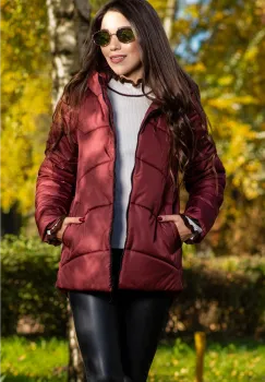 Geaca dama grena Alberta matlasata cu gluga imagine