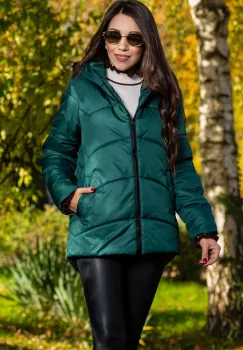 Geaca dama verde Alberta matlasata cu gluga imagine