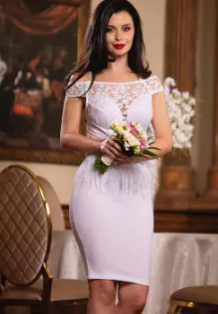 Rochie de cununie Delight cu broderie si fulgi decorativi imagine