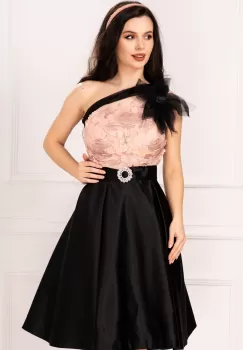 Rochie de lux eleganta din tafta in clos cu flori rose 3D imagine