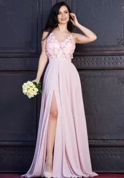 Rochie de nasa Dorothy eleganta rose din voal cu flori 3D imagine