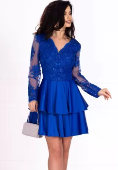 Rochie de ocazie baby-doll eleganta cu dantela si volane imagine