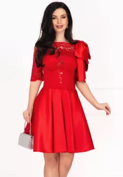 Rochie de ocazie in clos rosie cu funda pe umar imagine