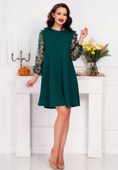 Rochie de ocazie lejera verde cu flori 3D imagine