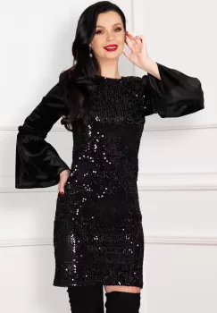 Rochie de ocazie Mandinga cu paiete negre sclipitoare imagine