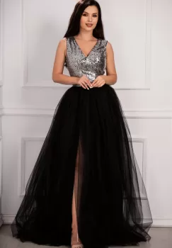 Rochie de seara Cinderella din tulle cu paiete argintii imagine