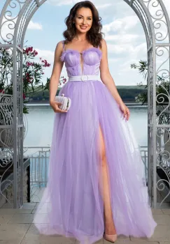 Rochie de seara lila din tulle cu corset imagine