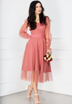 Rochie eleganta din lurex rose in clos imagine