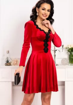 Rochie rosie eleganta din catifea Iolanda in clos imagine