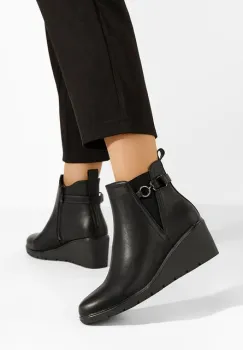 Botine cu platforma Ostara negre imagine