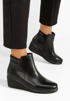 Botine cu platforma Veronea negre imagine