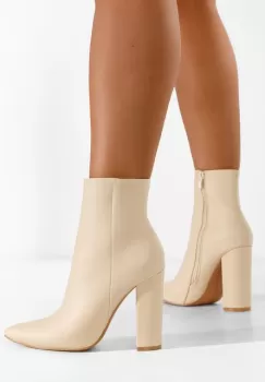 Botine cu toc bej Padrona imagine