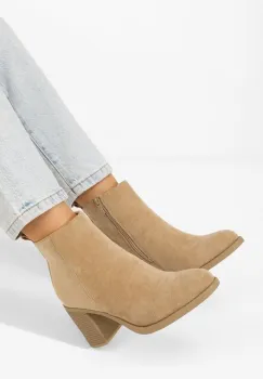 Botine cu toc Desirea kaki imagine