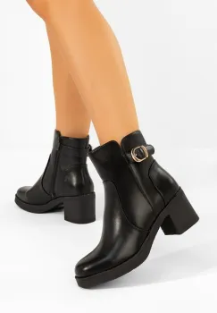 Botine cu toc gros Aidelia negre imagine