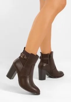 Botine cu toc gros Alaki maro imagine