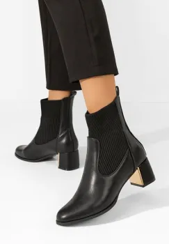 Botine cu toc gros Albertha negre imagine