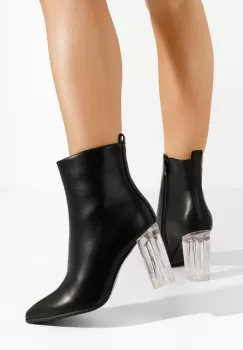 Botine cu toc gros Arilea bej imagine