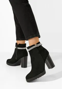 Botine cu toc gros Attalia negre imagine