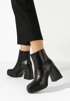 Botine cu toc gros Camilla negre imagine