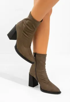 Botine cu toc gros Carisma maro imagine