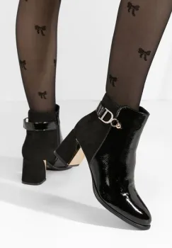 Botine cu toc gros Cherie negre imagine