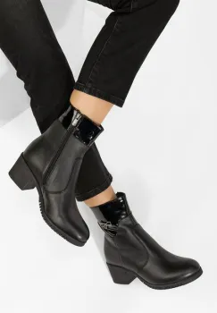 Botine cu toc gros Clarice negre imagine