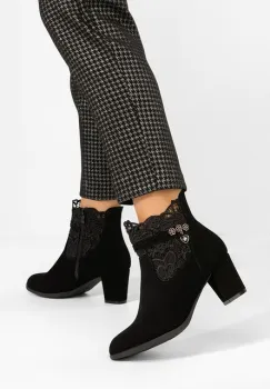 Botine cu toc gros Corava negre imagine