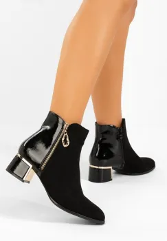 Botine cu toc gros Daisina negre imagine