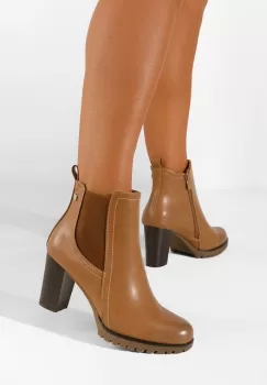 Botine cu toc gros kaki Usiena imagine