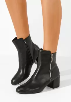 Botine cu toc gros Kelesa negre imagine
