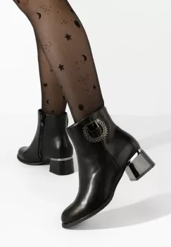 Botine cu toc gros Lauraine V2 negre imagine