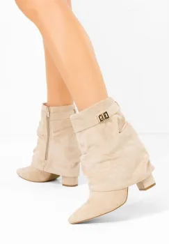Botine cu toc gros Liamia bej imagine