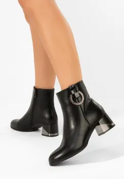 Botine cu toc gros Lorivara negre imagine