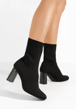 Botine cu toc gros lujana maro imagine