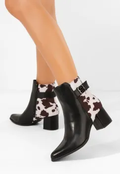 Botine cu toc gros Marivora negre imagine