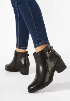Botine cu toc gros maro Forli imagine